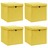 Caixas de Arrumação com Tampas 4 pcs 32x32x32 cm Tecido Amarelo