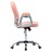 Cadeira de escritório giratória em couro artificial rosa
