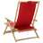 Cadeira de Descanso Reclinável Bambu e Tecido Vermelho