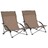 Cadeiras de Praia Dobráveis 2 pcs Tecido Cinzento-acastanhado
