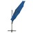 Guarda-sol Cantilever C/ Poste e Luzes LED 300 cm Azul-ciano