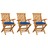 Cadeiras de Jardim C/ Almofadões Azuis 3 pcs Teca Maciça