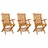 Cadeiras de Jardim C/ Almofadões Azuis 3 pcs Teca Maciça