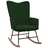 Cadeira de Baloiço com Banco Veludo Verde-escuro