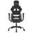 Cadeira de Gaming com Apoio de Pés Tecido Preto e Branco