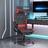 Cadeira de Gaming C/ Apoio para os Pés Tecido Preto e Vermelho