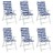 Almofadões Cadeira Encosto Alto 6 pcs Tecido Riscas Azul/branco