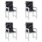 Almofadões Cadeira Encosto Baixo 4 pcs Tecido Xadrez Preto