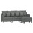 Sofá de 3 Lugares com Apoio de Pés 180 cm Tecido Cinza-escuro