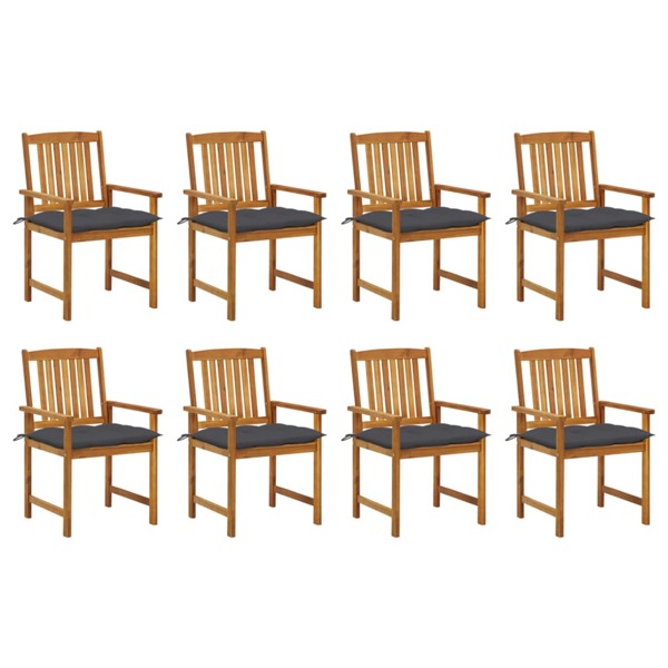 Conjunto 8 Cadeiras de Jardim  com Almofadas (Castanho - Madeira - 61x57x92 cm)