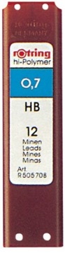 Minas para Lapiseiras Hb 0,7mm Rotring